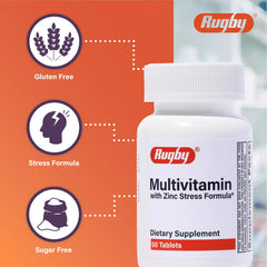 Rugby Laboratories bottle label showcasing quality formulation and regulatory compliance.
