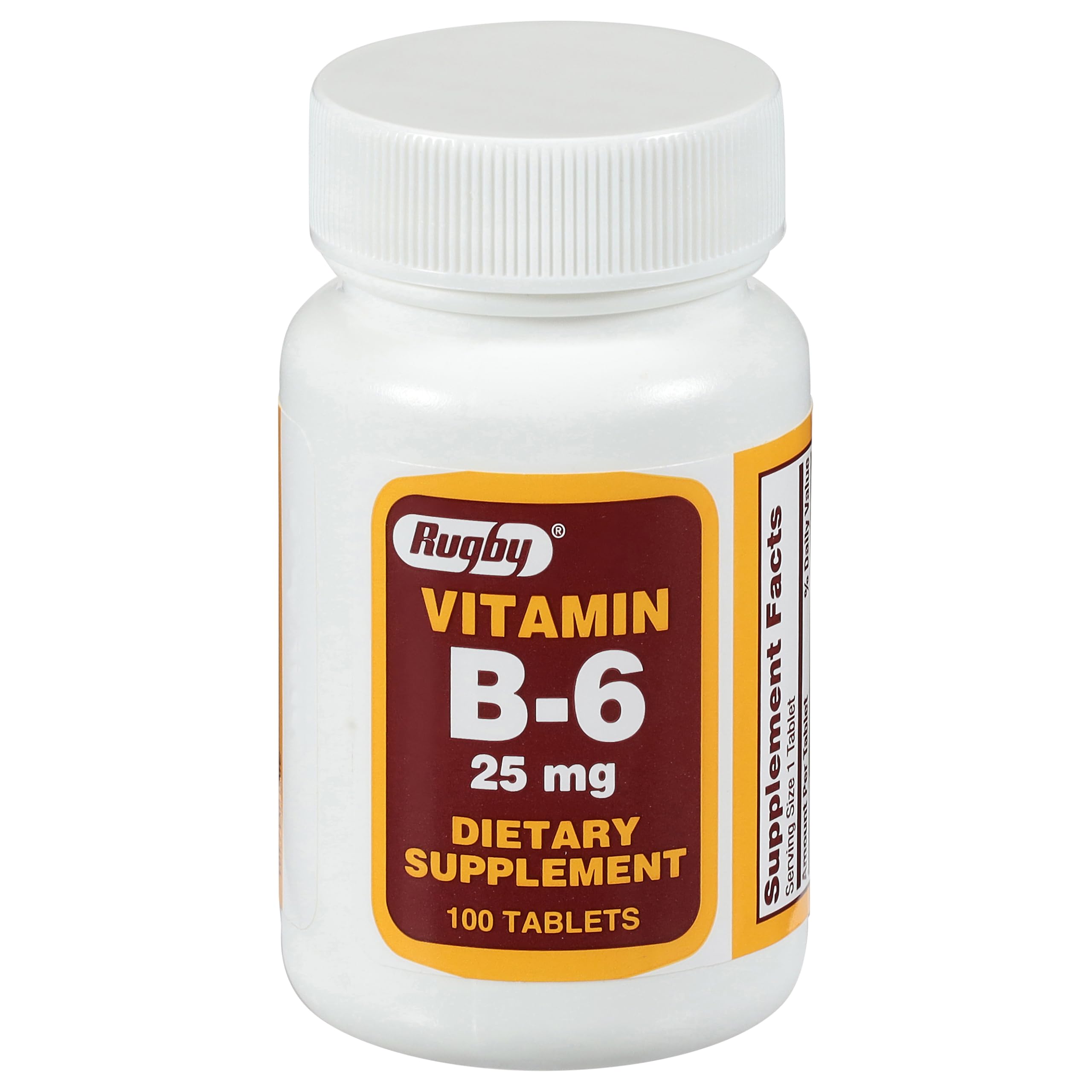 Rugby Laboratories envase de tabletas vitamina B6 25 mg para uso diario