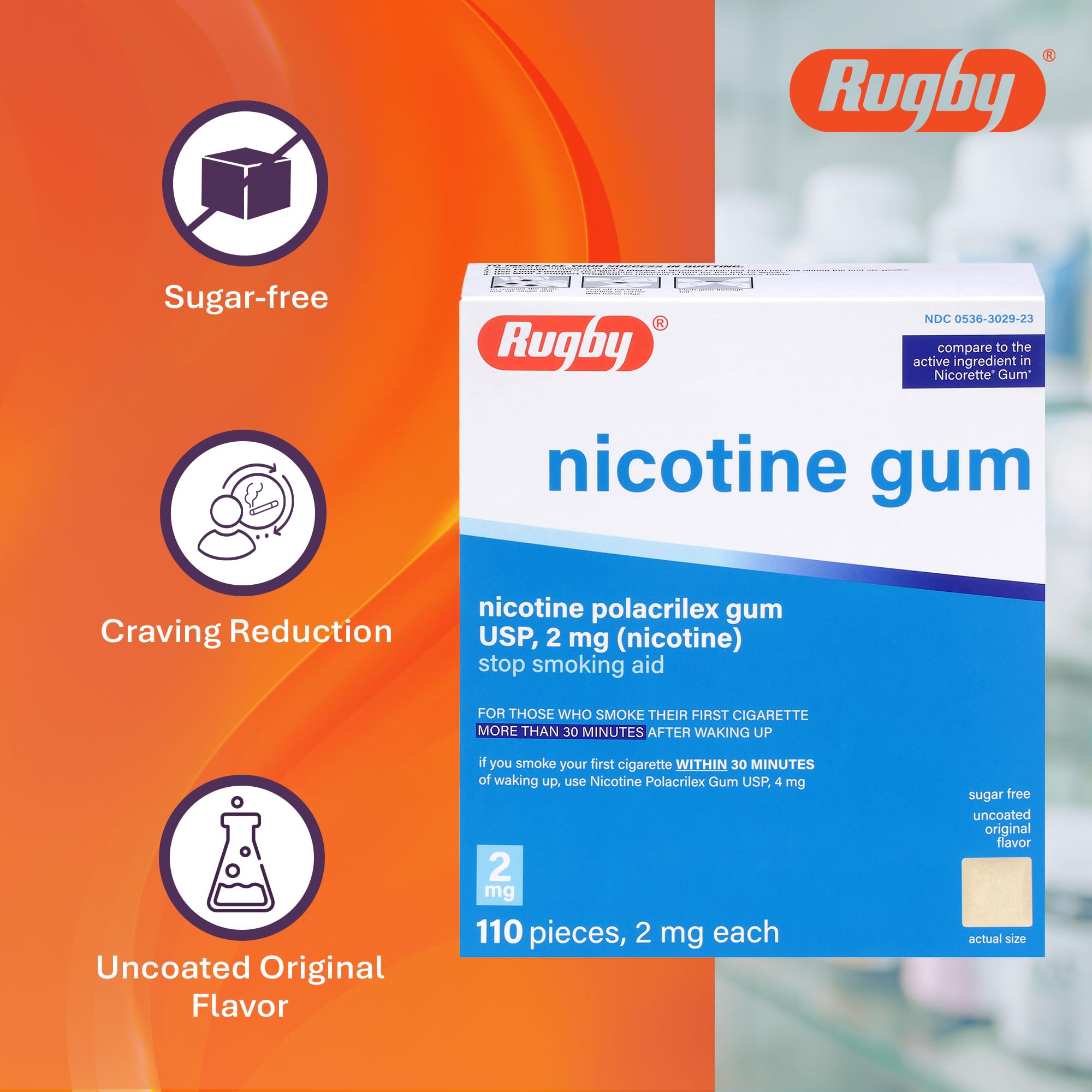 Close view of gum pieces in original flavor.