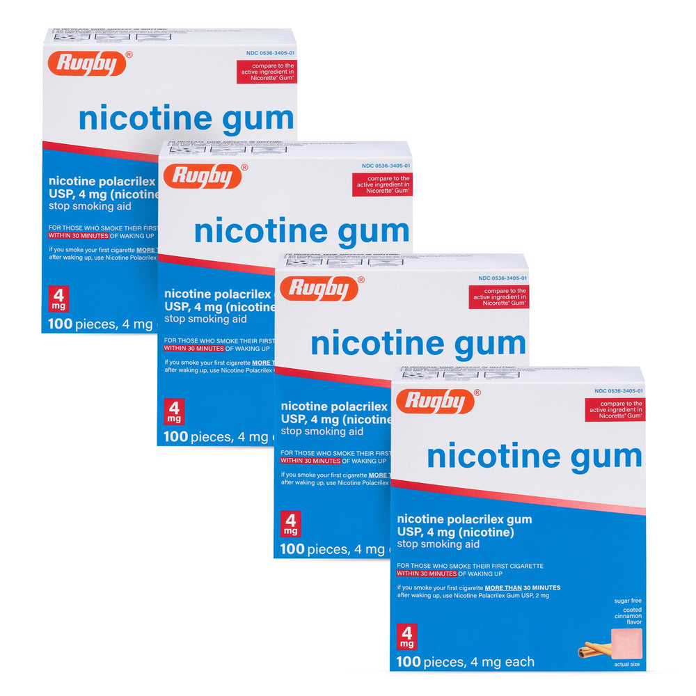 Rugby Laboratories cinnamon gum 4mg pack front supports discreet quitting