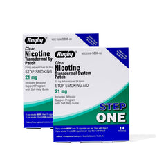 Rugby Laboratories step-one patch pack supports weeks one through four with steady nicotine delivery.
