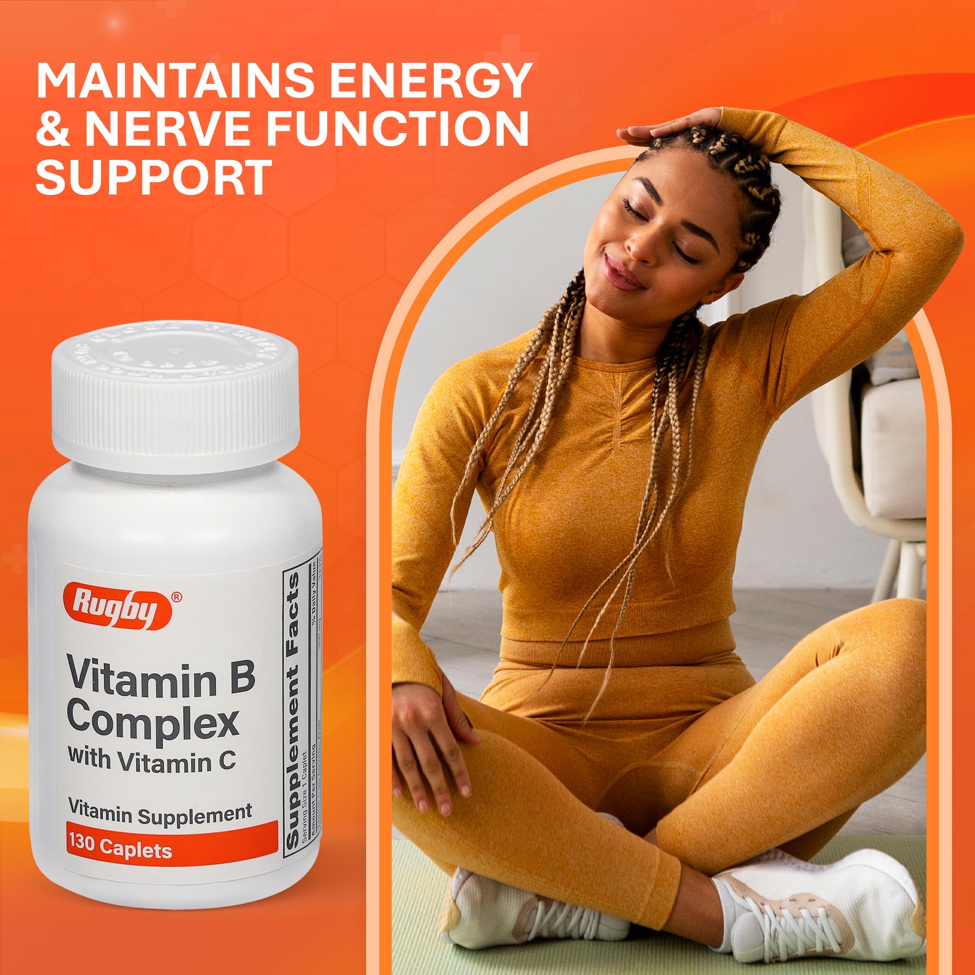 Closeup of Rugby Laboratories label on Vitamin B Complex bottle