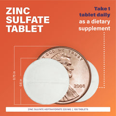 Rugby Laboratories zinc sulfate tablets pack front showing dosage clarity for daily use.