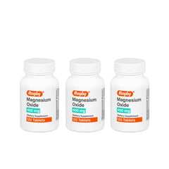 Rugby Labs magnesium oxide 400mg tablet closeup showing daily supplement use