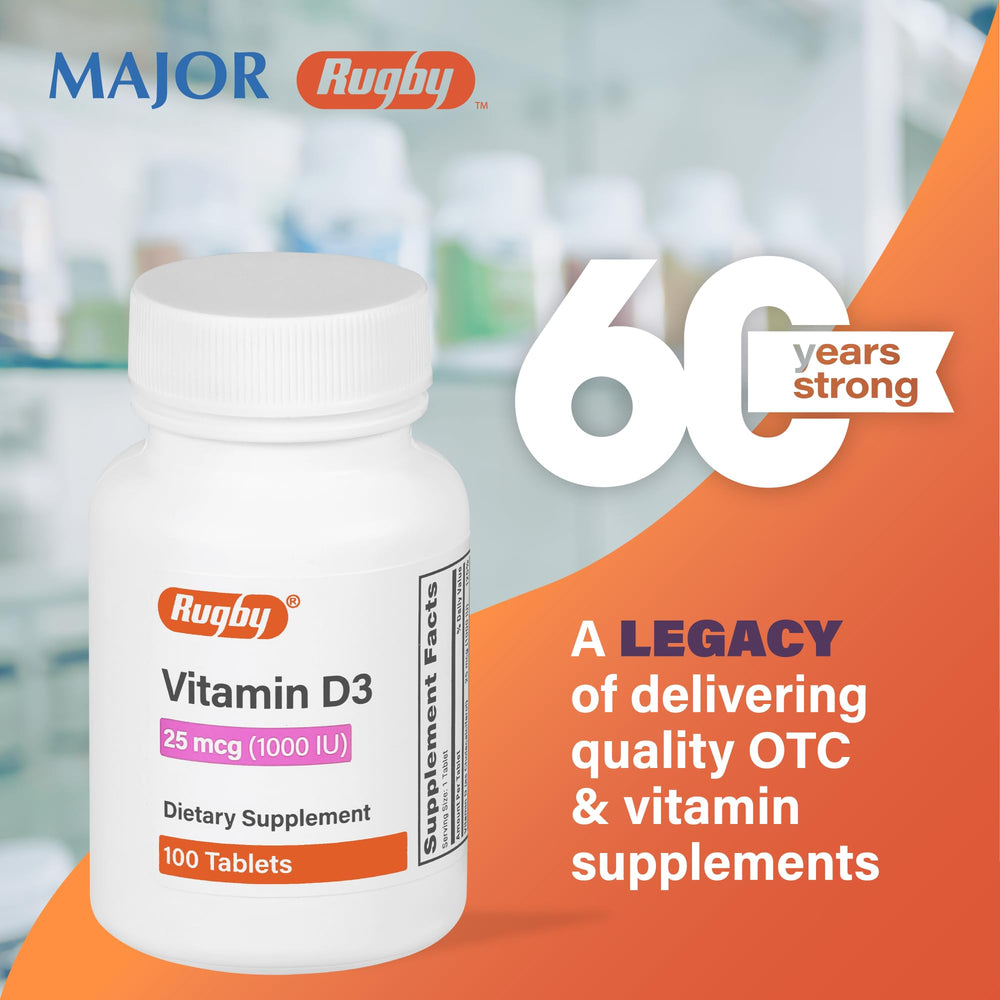 Rugby Vitamin D3 daily-use scene with meal for convenience.