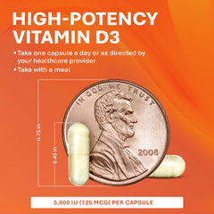 Rugby Vitamin D3 5000 IU packaging close-up emphasizing immune support.