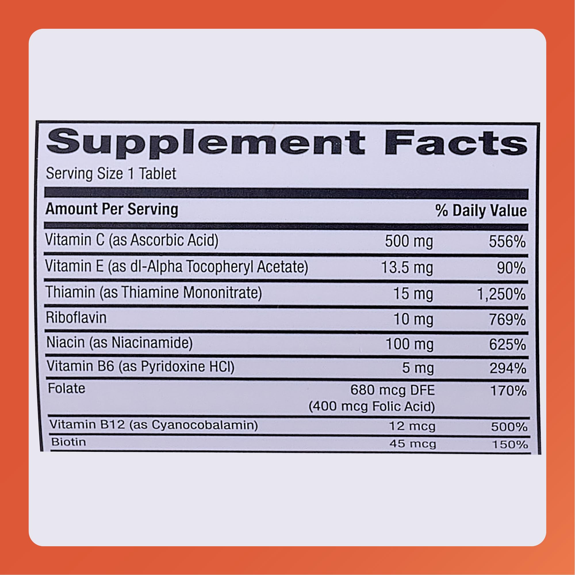 Rugby Multivitamin zinc and copper ingredients shown on panel for balanced nutrition.