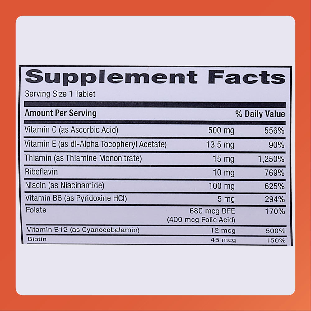 Rugby Multivitamin zinc and copper ingredients shown on panel for balanced nutrition.