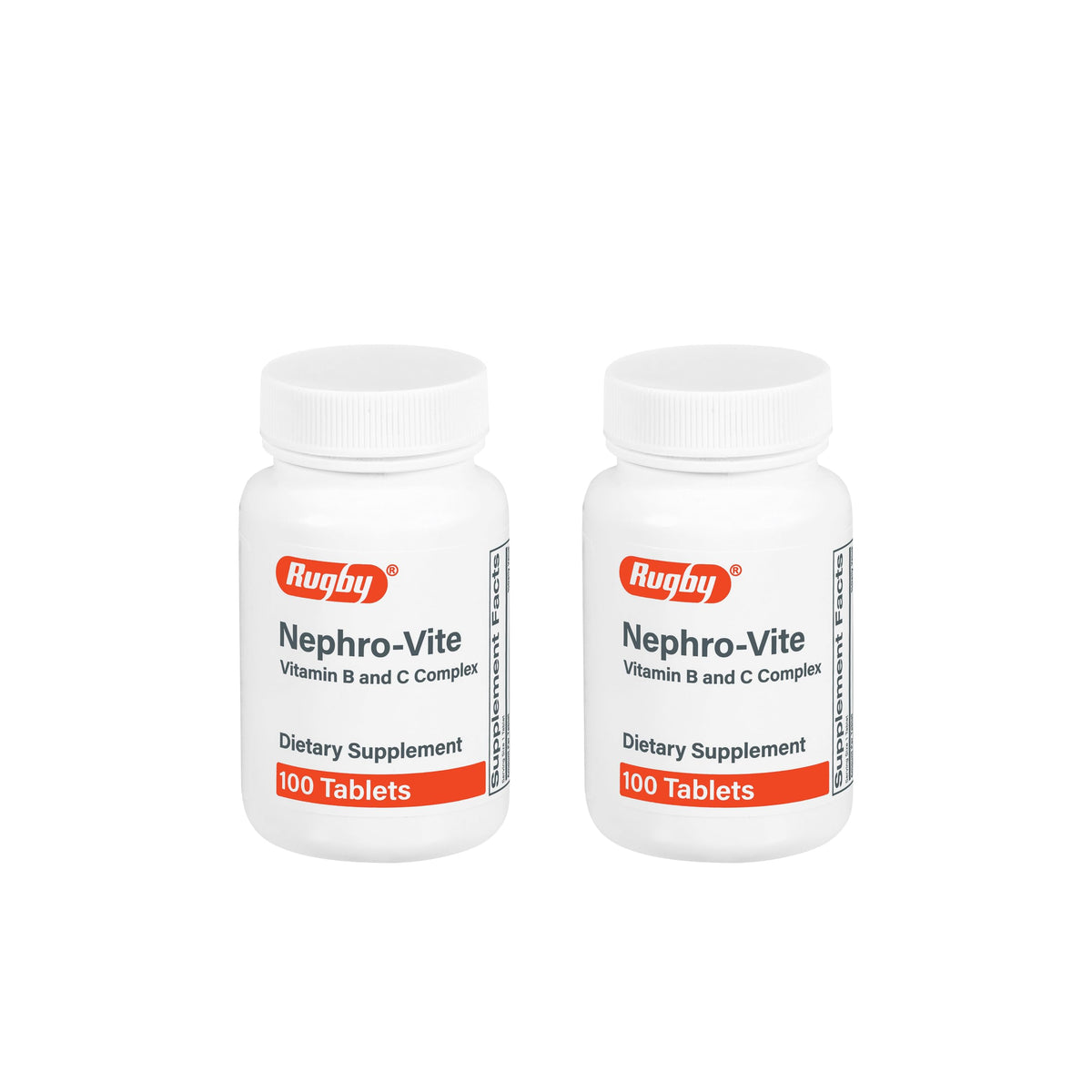 Rugby Nephro-Vite bottle closeup for convenient daily vitamin support