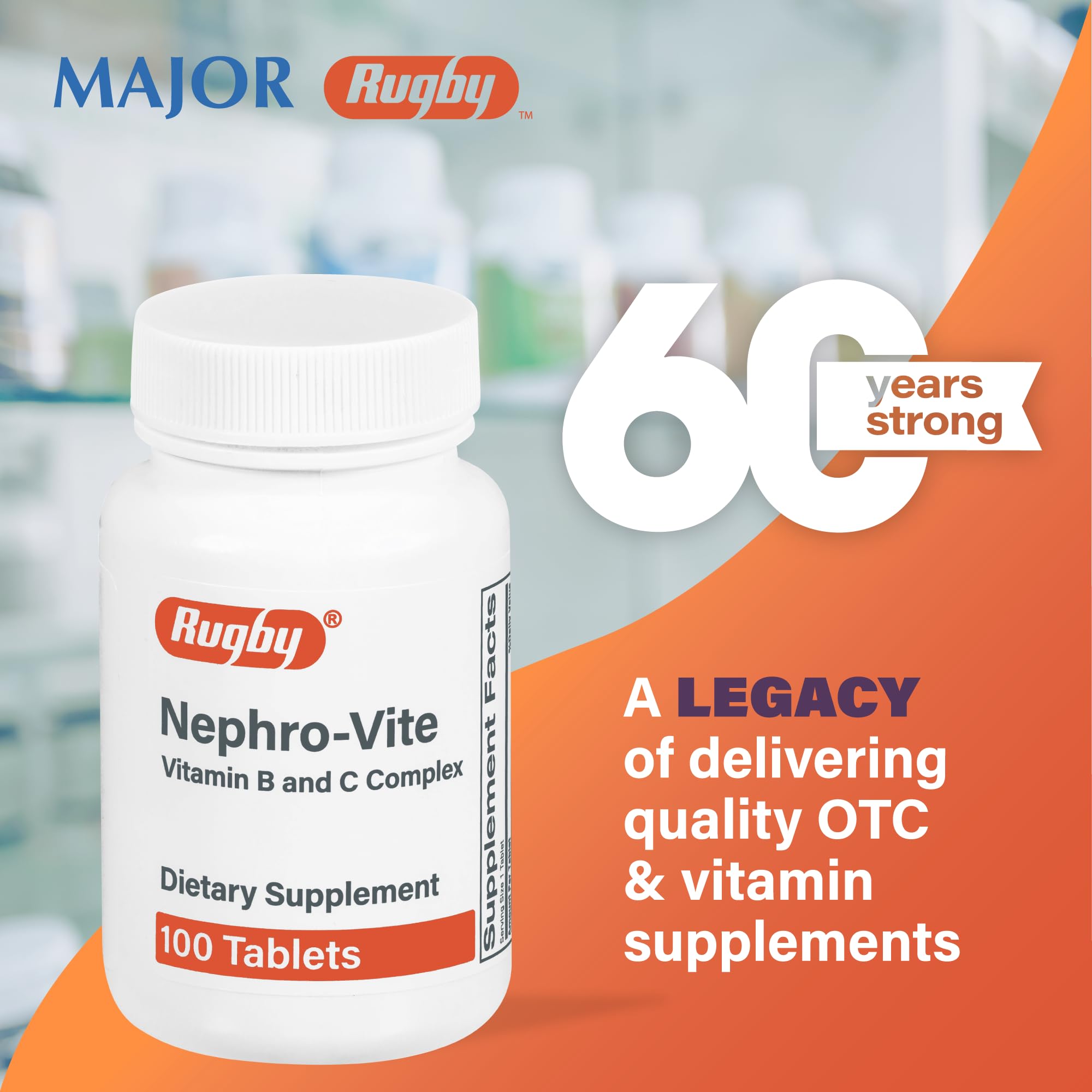 Rugby Nephro-Vite bottle front view for easy identification