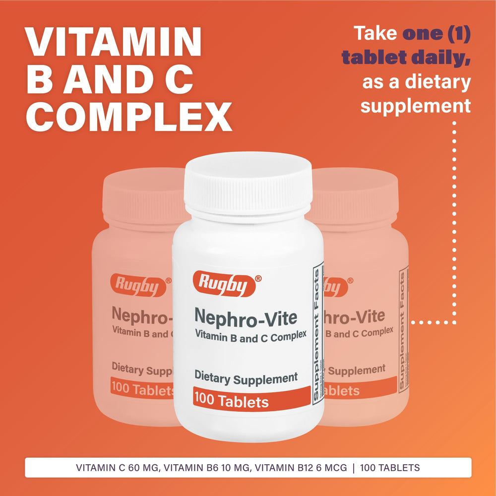Rugby Nephro-Vite tablets daily dose shown for convenient nutrient intake