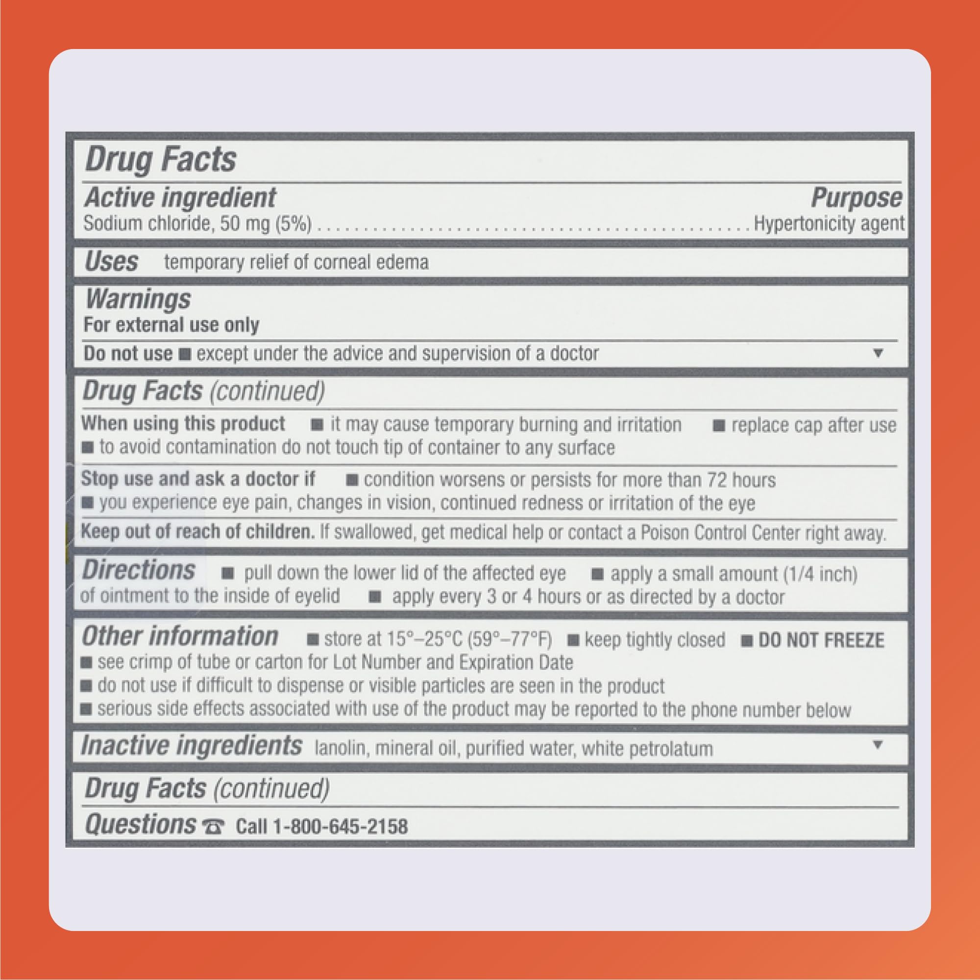 RUGBY ophthalmic ointment use instructions image indicating 0.25 inch application.