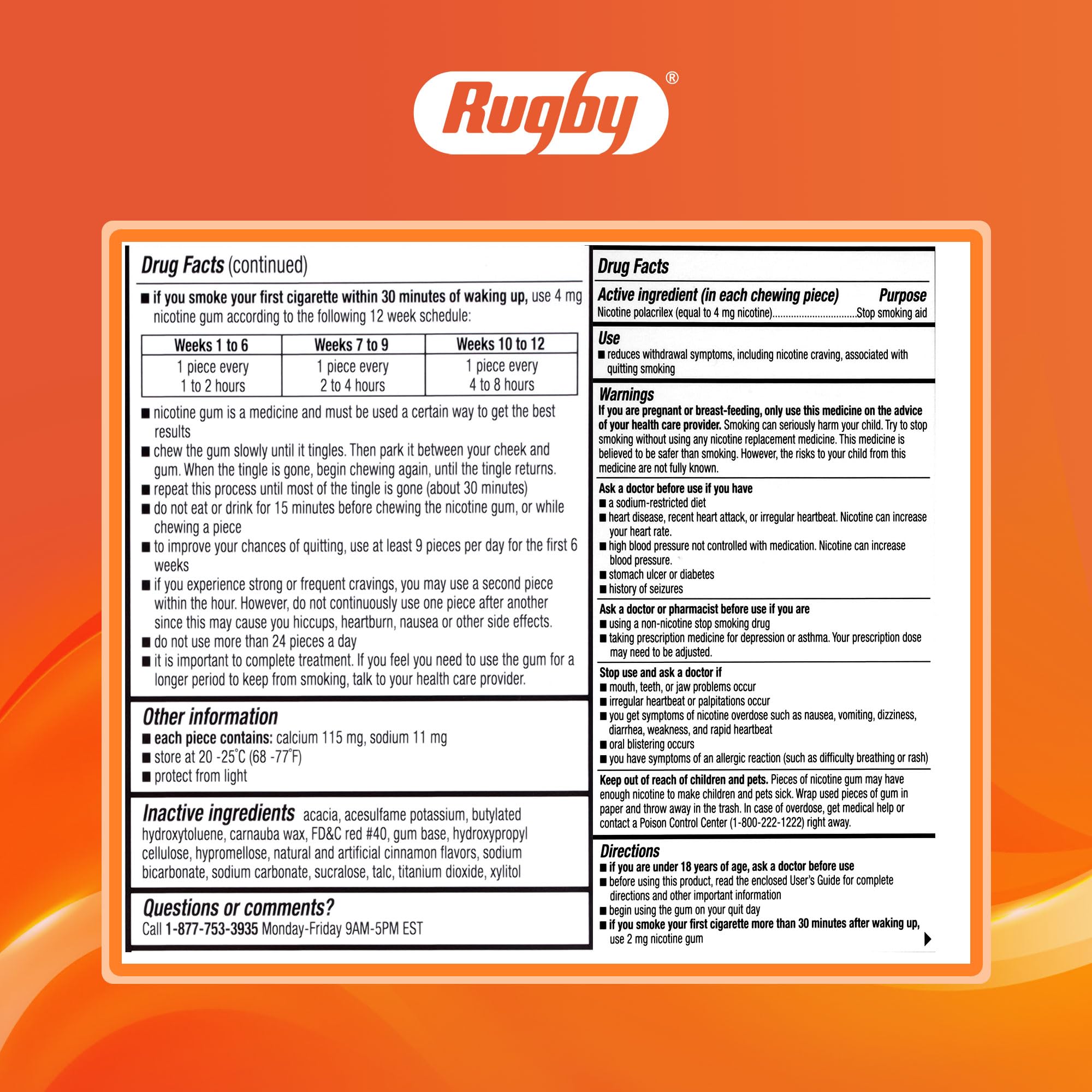 Rugby Polacrilex 4mg gum in pocket for easy discreet relief