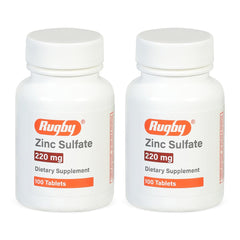 Rugby Zinc Sulfate tablets bottle front view, convenient daily dietary supplement