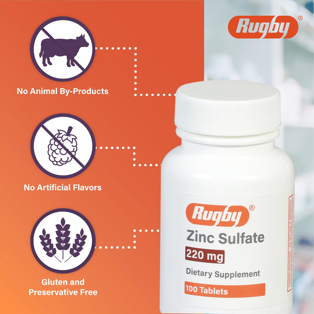 Rugby Zinc Sulfate tablets for daily use, easy to swallow
