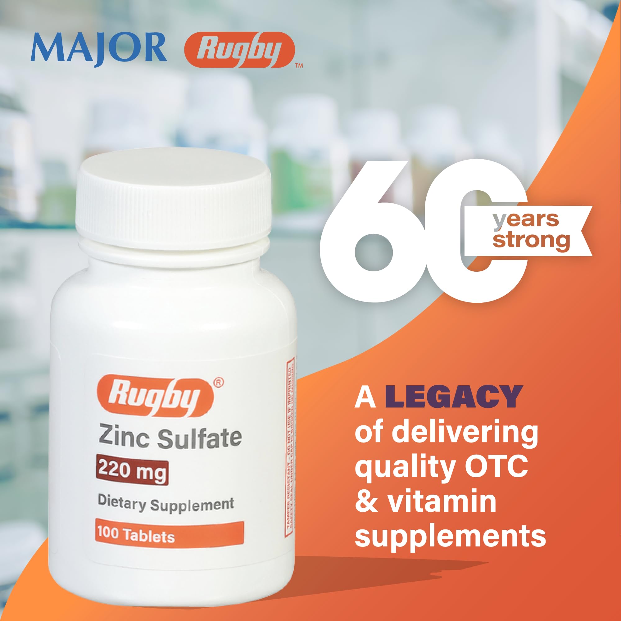 Rugby zinc sulfate tablets on shelf display in store