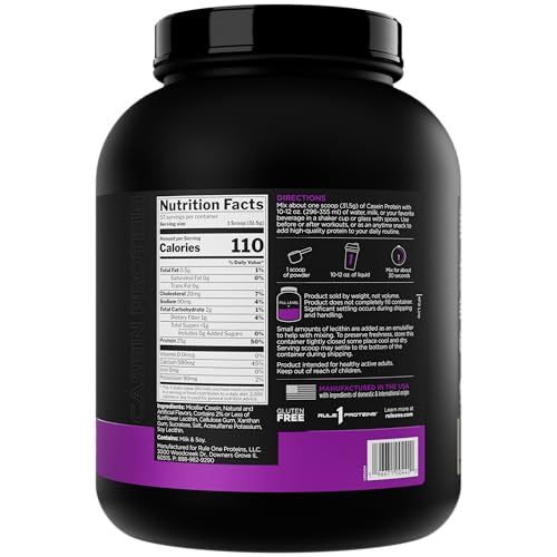 Rule 1 Casein Protein Vanilla Creme scoop shows powder texture for slow-release nutrition