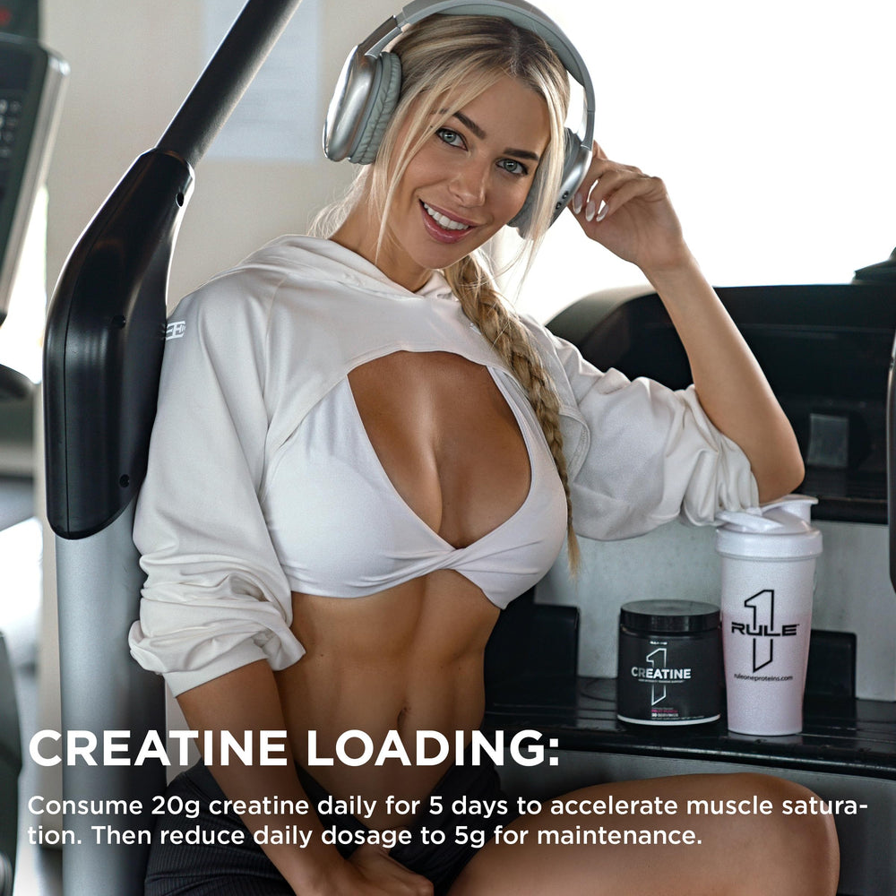 Rule 1 Creatine serving in glass with beverage shows easy use