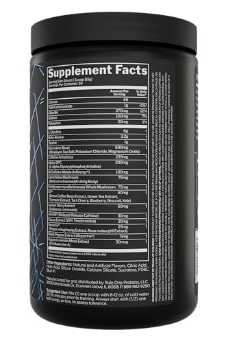 Rule 1 preLIFT scoop beside bottle for precise pre-workout dosing