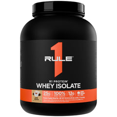 Rule 1 Protein Whey Isolate bottle front view for premium post-workout fuel