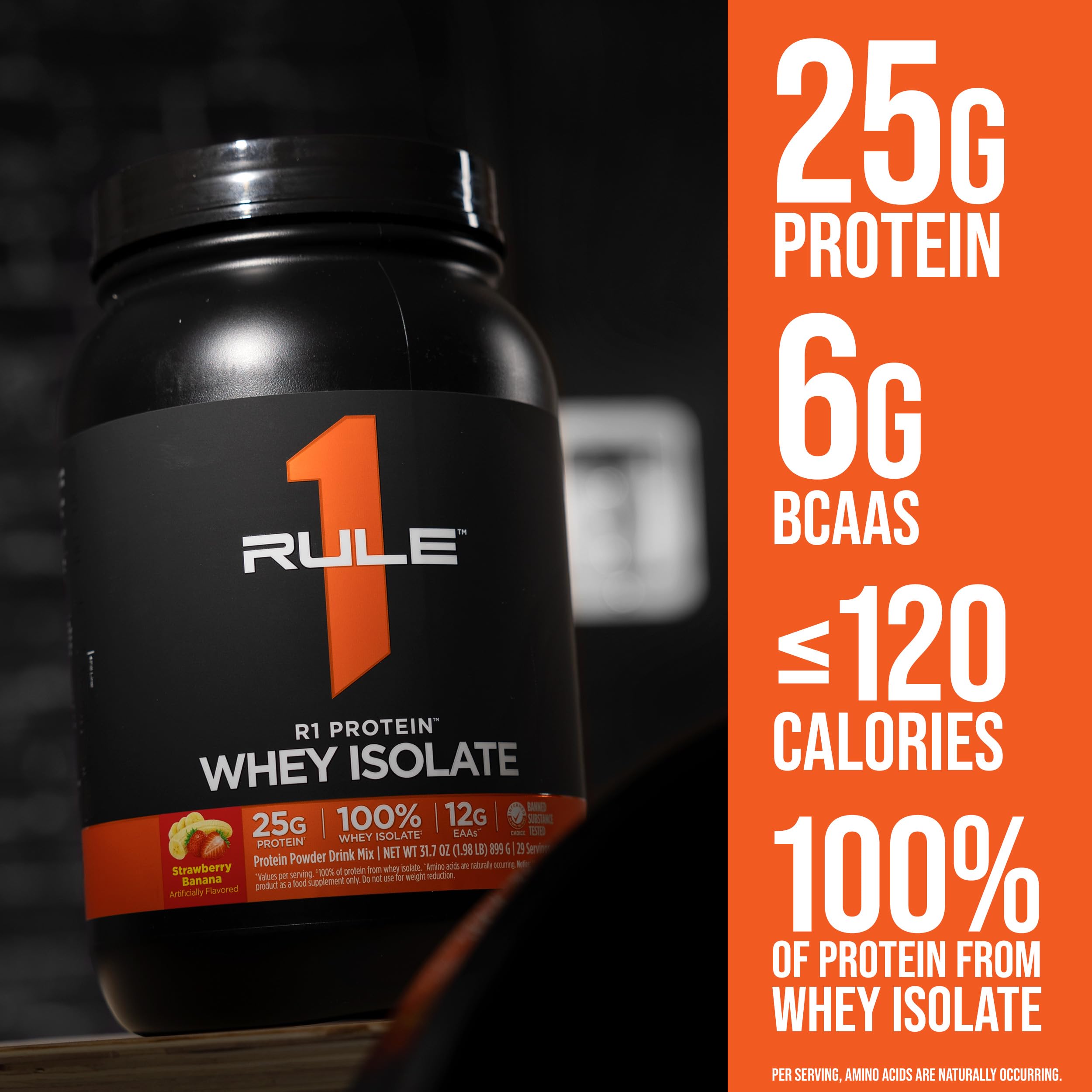 Rule 1 Protein Whey Isolate shake in glass showing creamy texture