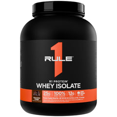 Rule 1 Proteins R1 Whey Isolate bottle for fast post-workout recovery.
