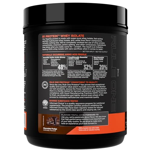 Rule 1 Proteins R1 Whey Isolate nutrition label shows 25 g protein per serving