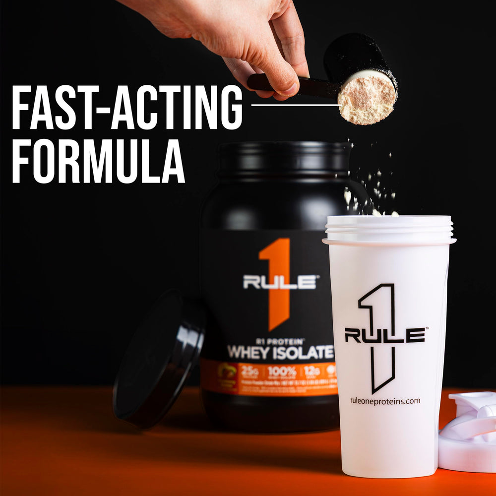 Easy mix setup for Rule 1 R1 Whey Isolate with water or milk