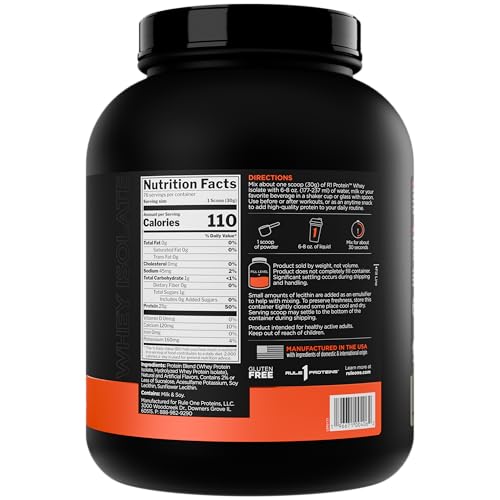 Rule 1 R1 Protein Whey Isolate vanilla creme being poured for a shake.