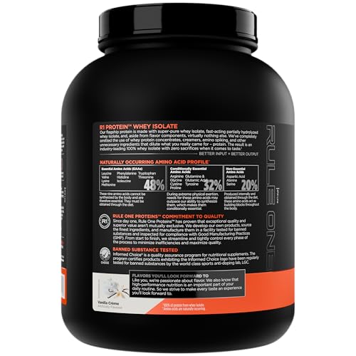 Rule 1 R1 Protein Whey Isolate vanilla creme shake in glass for recovery.