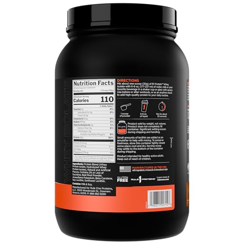 Rule 1 R1 Whey Isolate being poured into a shaker for post-workout protein.