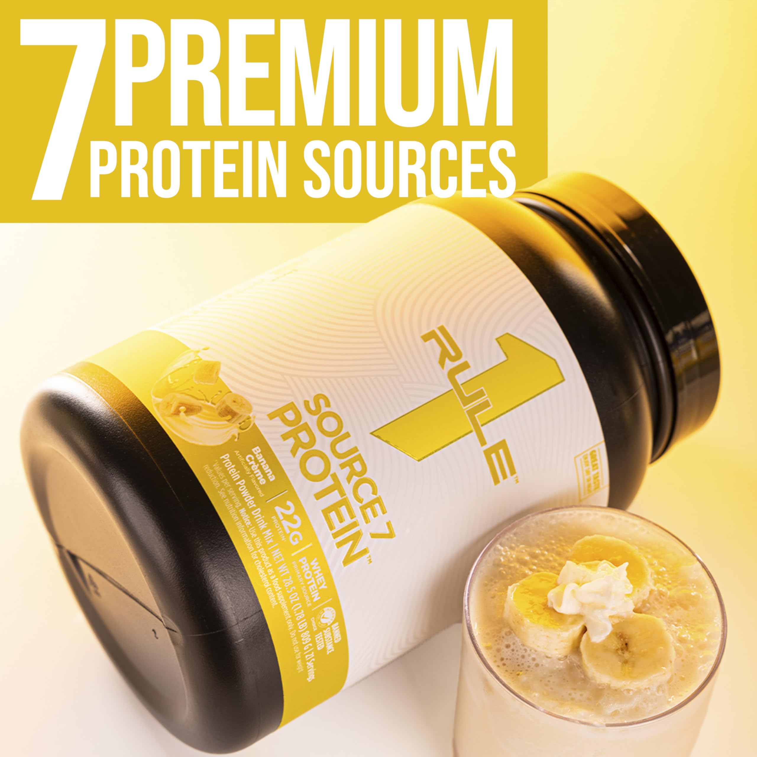 Rule 1 Source 7 Protein ingredients label highlights clean manufacturing
