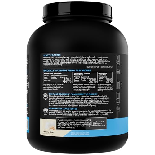 Rule 1 Whey Protein with 11 EAAs per serving supports daily protein intake