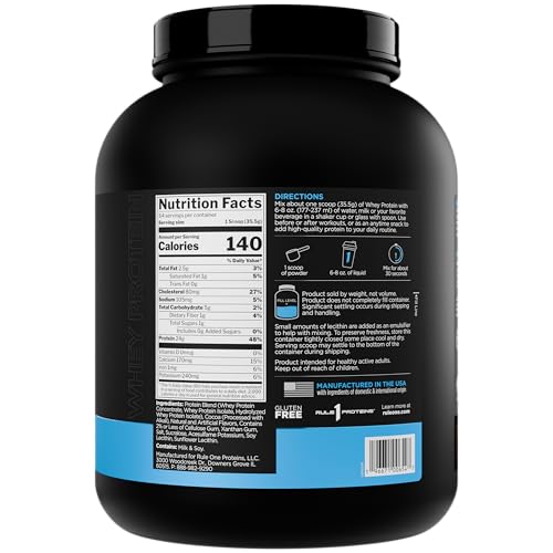 Rule 1 Whey Protein bottle label showing complete amino acids