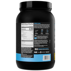 Scoop of Rule 1 Whey Protein Banana Creme beside the bottle for quick shakes.