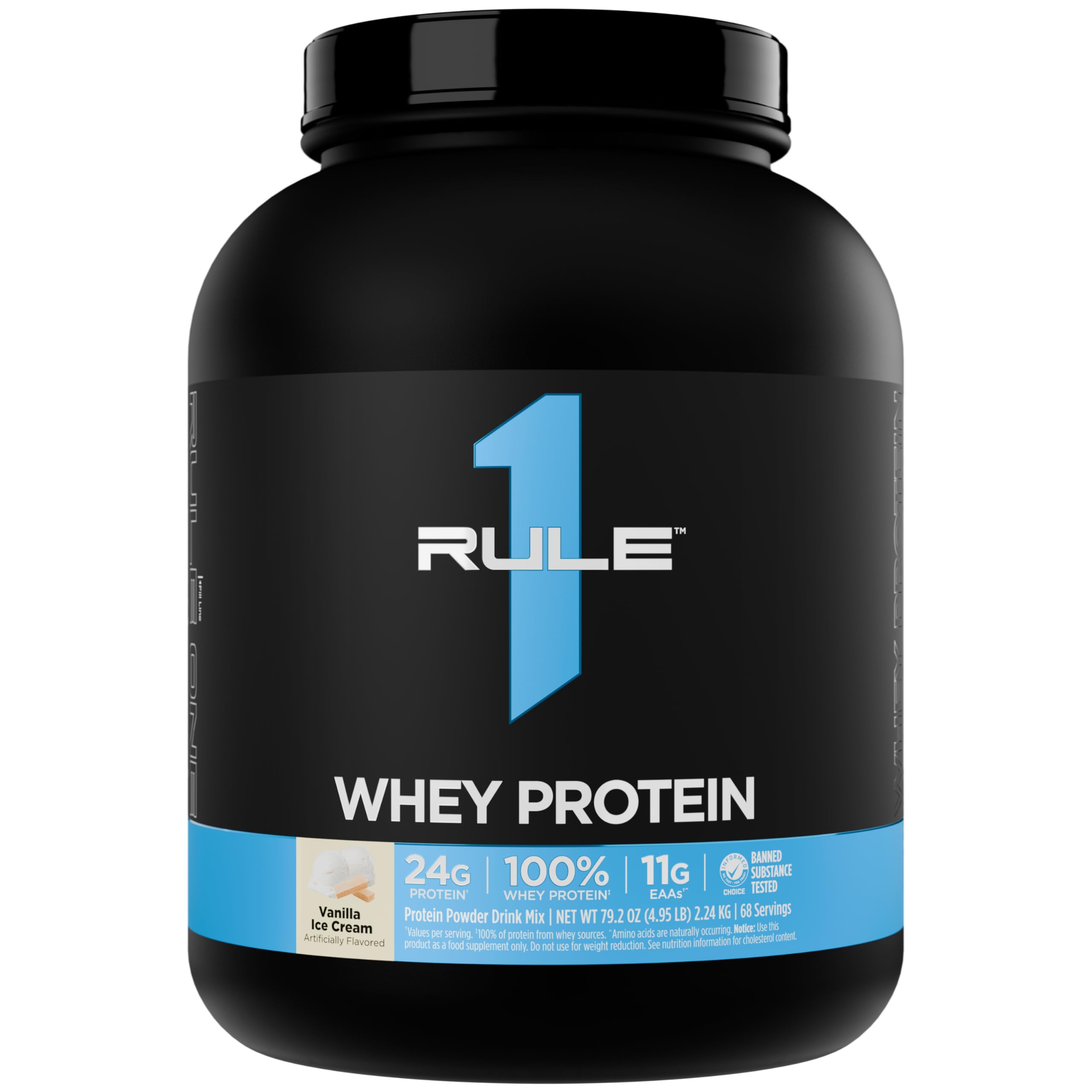 Rule 1 Whey Protein vanilla ice cream scoop for quick post-workout fueling