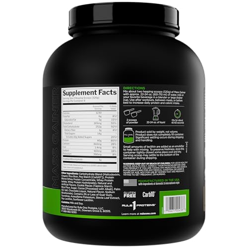Rule1 Mass Gainer shaker bottle ready for a post-workout shake
