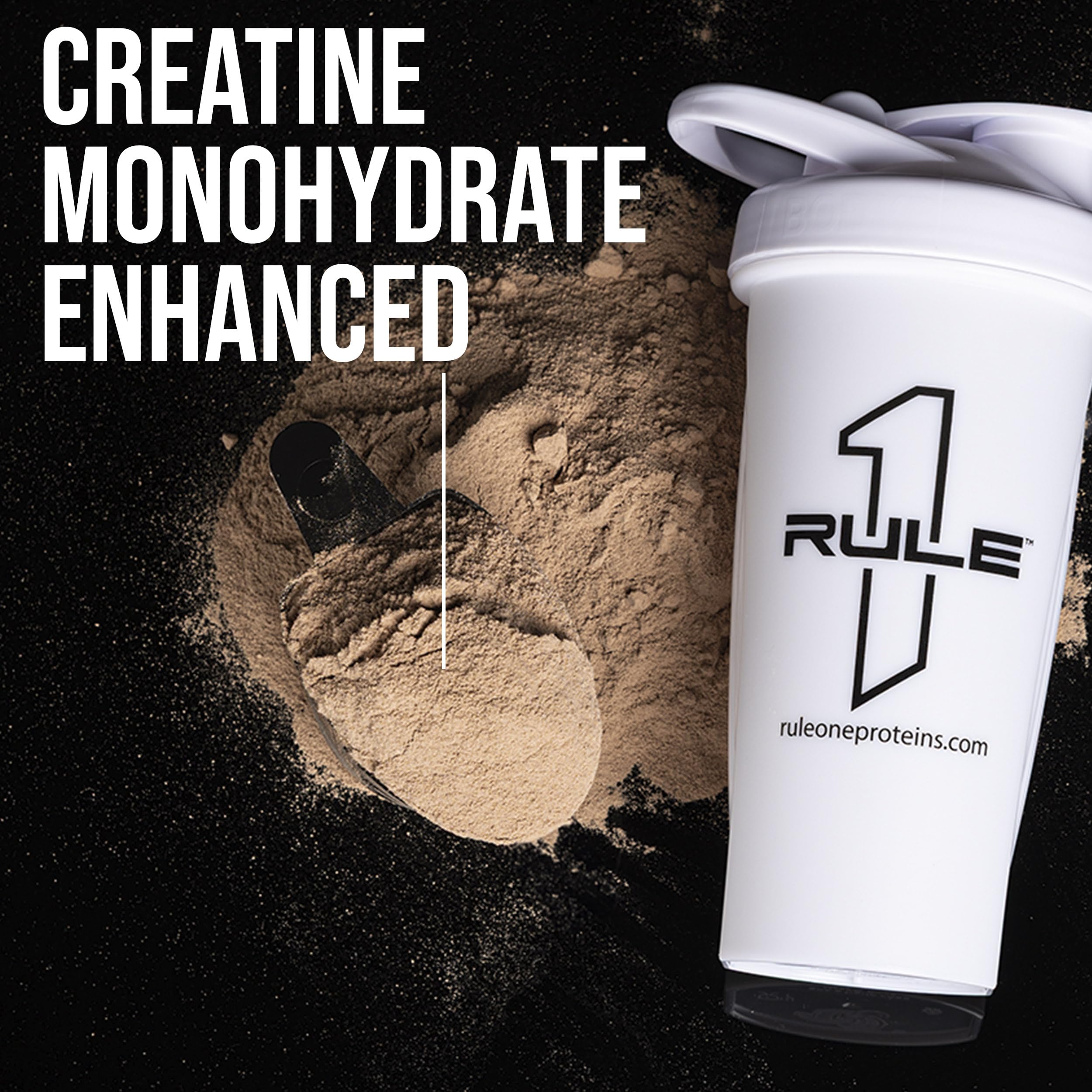 Shaker with Rule1 Mass Gainer ready for a quick high-calorie mix.