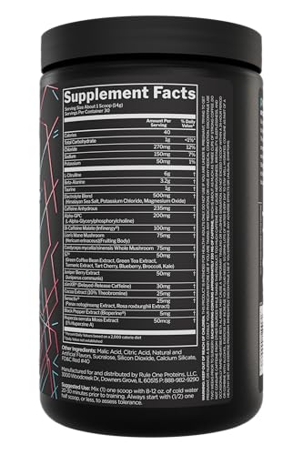 Rule 1 preLIFT label clearly shows ingredient dosages and transparency