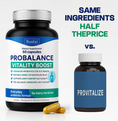 Ruolai ProBalance capsules closeup highlighting easy-to-take vegetarian capsules.