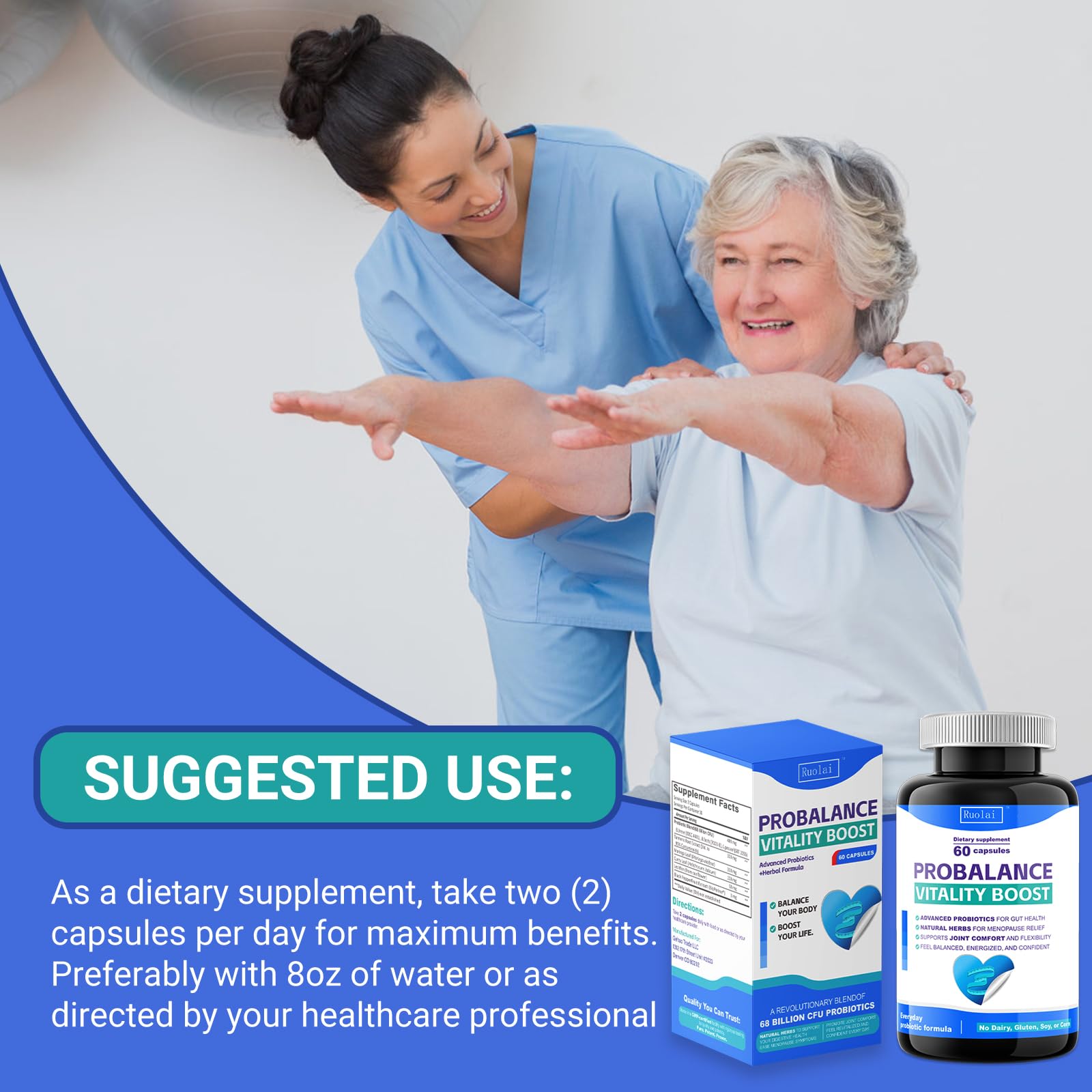 Ruolai ProBalance for women supports midlife comfort and digestive ease.