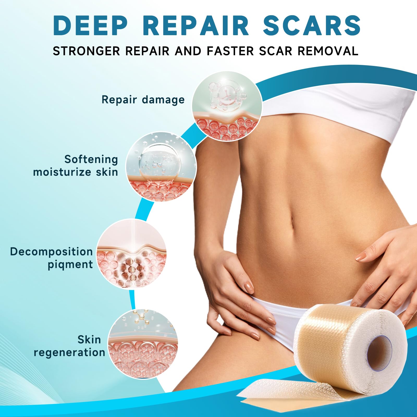 Rvlaim scar tape being applied for precise scar coverage.