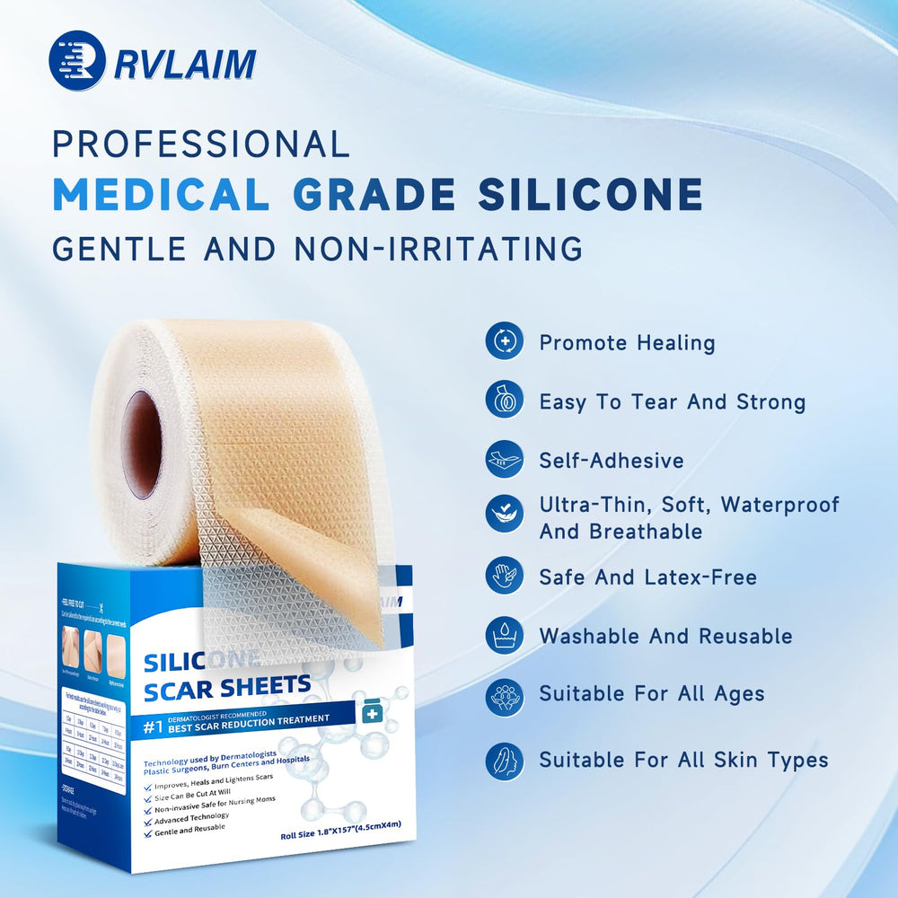 Rvlaim silicone scar sheets application closeup, secure fit and skin-friendly material