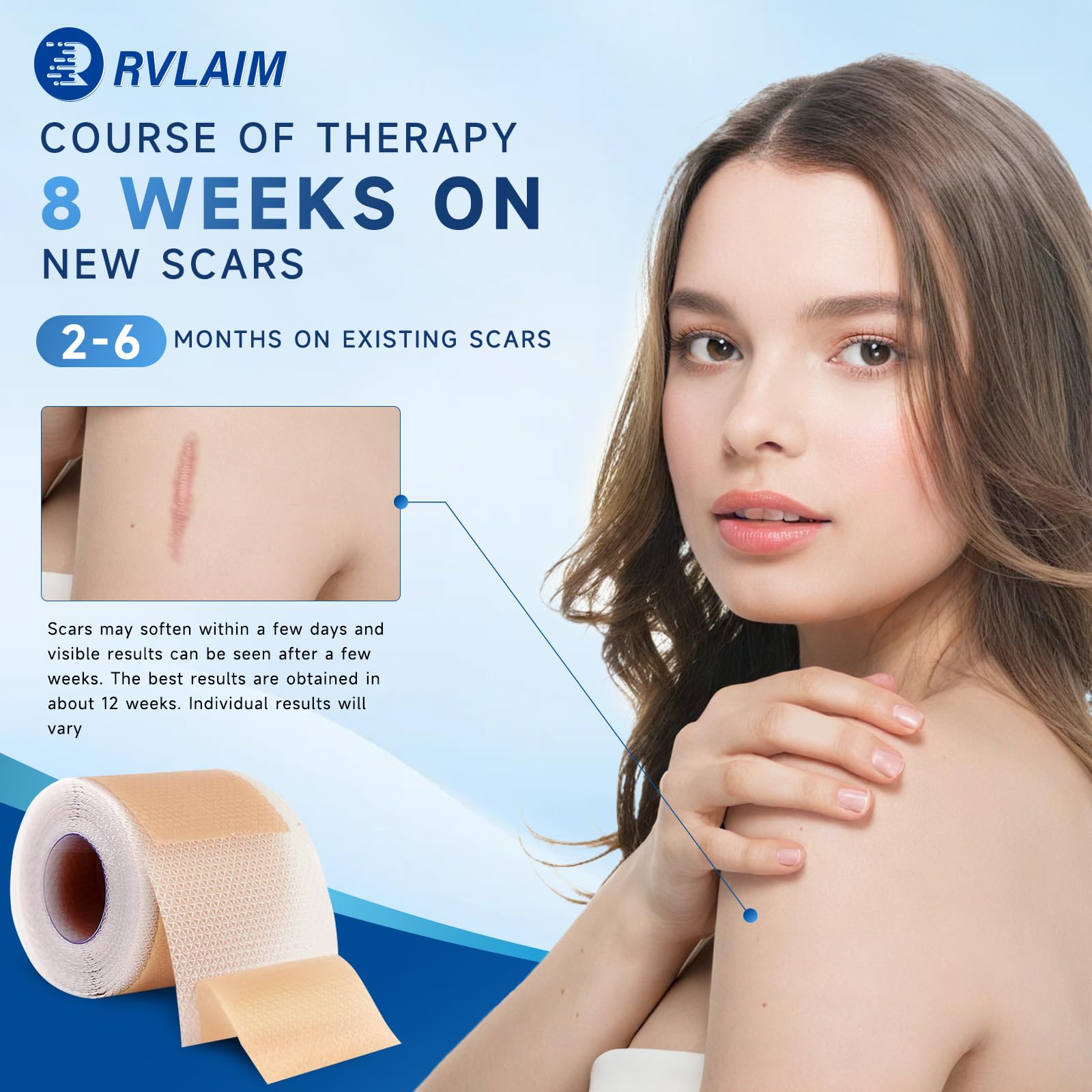 Rvlaim silicone scar sheets, c-section scar, gentle reusable care over weeks