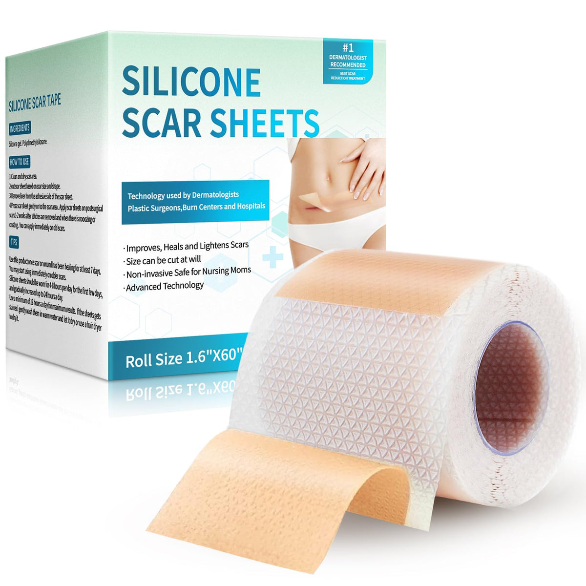 Rvlaim silicone scar sheets roll for flexible, long-term scar coverage.