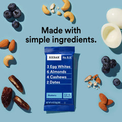 RXBAR Blueberry bar texture close-up highlighting dates and nuts.