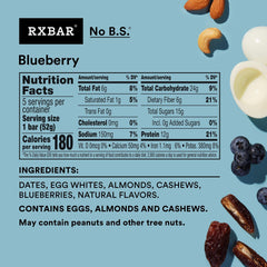 RXBAR Blueberry bars close-up of ingredients including blueberries and nuts