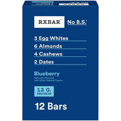 RXBAR Blueberry box front showing 12 bars for convenient snacking on the go.