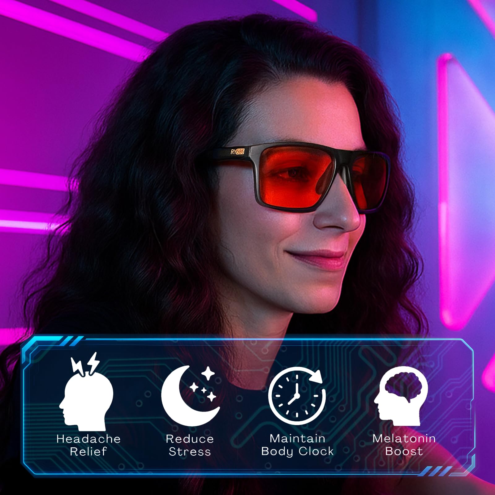 RY586 HD Premium Sleep Glasses side profile highlighting lightweight, durable frame for daily wear.