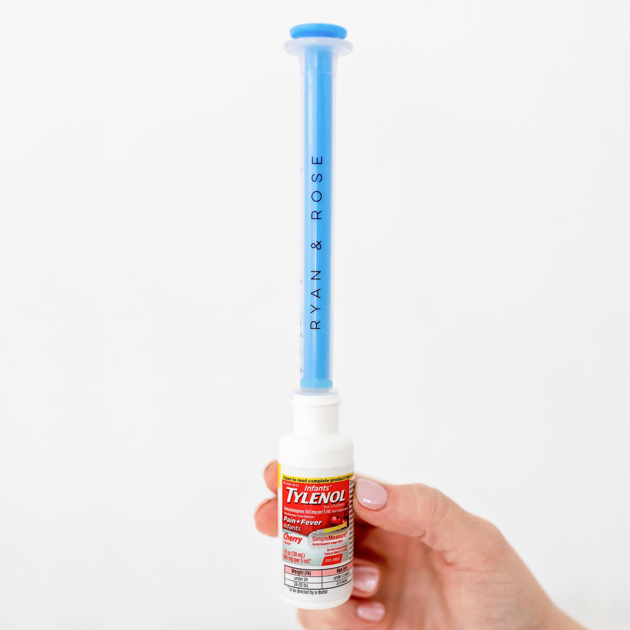 Ryan & Rose Cutie Dose bottle compatibility with major bottle sizes.